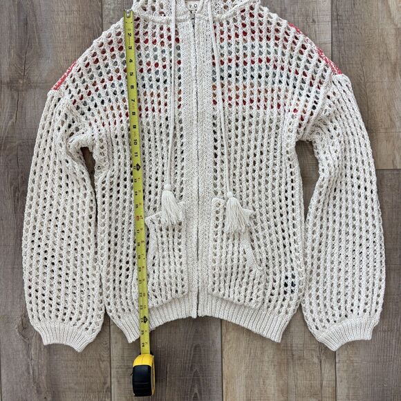 Pol Womens Crochet Open Knit Sweater Size M Rainbow Beachy Boho Travel Vacation - Picture 12 of 13